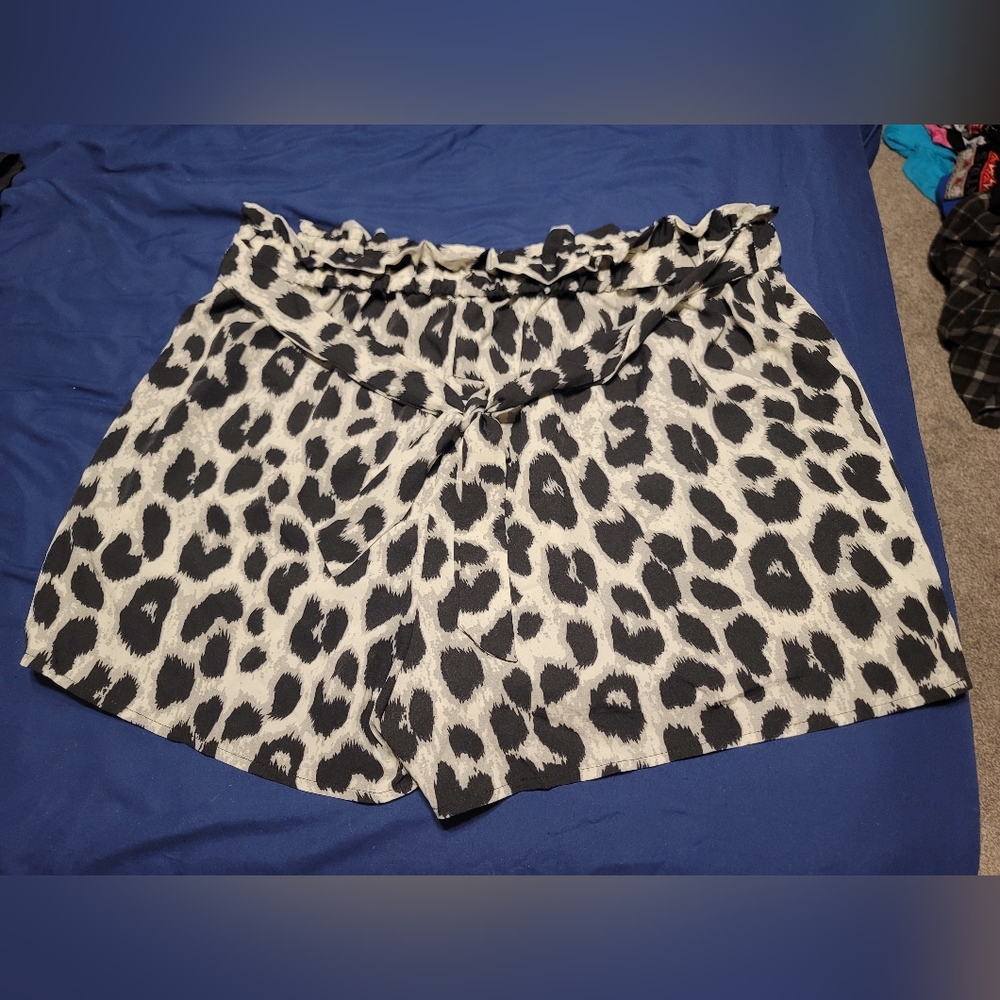 Cheetah print paperbag shorts